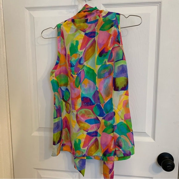 100% Silk Colorful Sleeveless Top - Picture 4 of 4